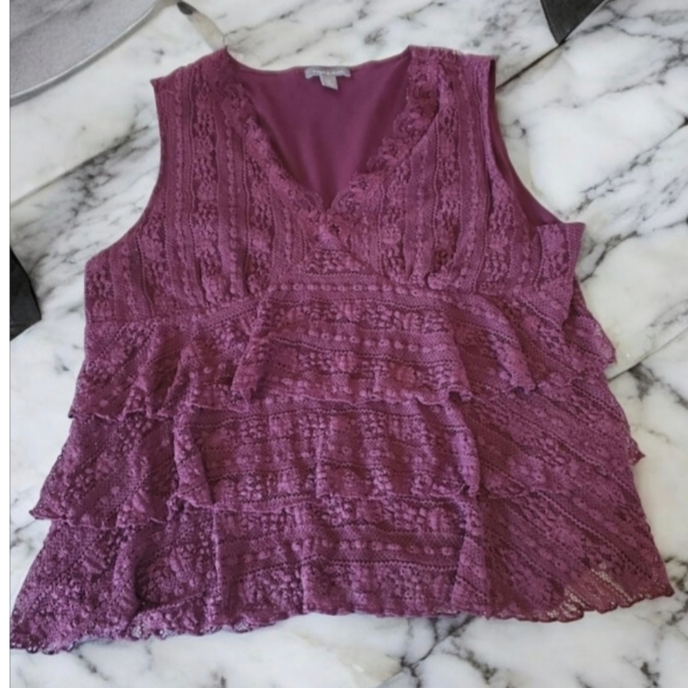 Apt 9 Ruffled Lace Tank Top size XL